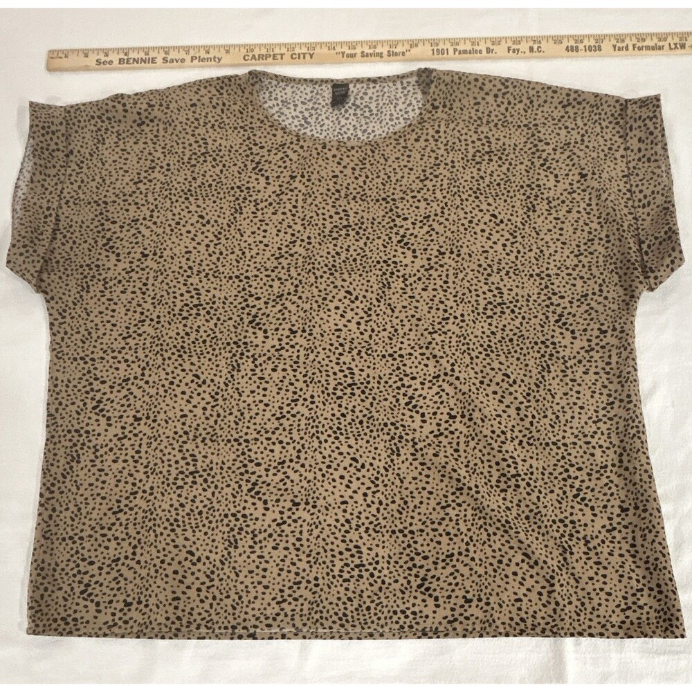 Emery Rose Brown/Black Animal Print Short Sleeve Round Neck Knit Top XXL 0217